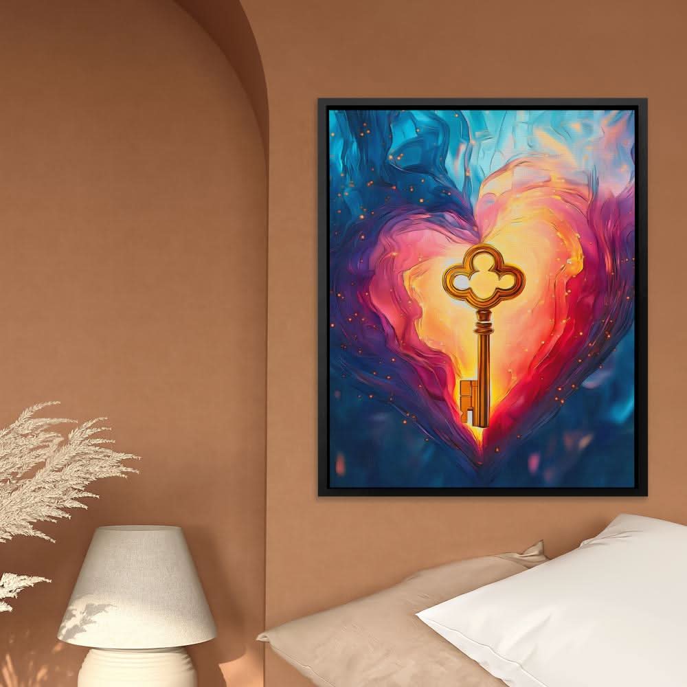 Key to Passion - Modern Wall Art in Black Frame