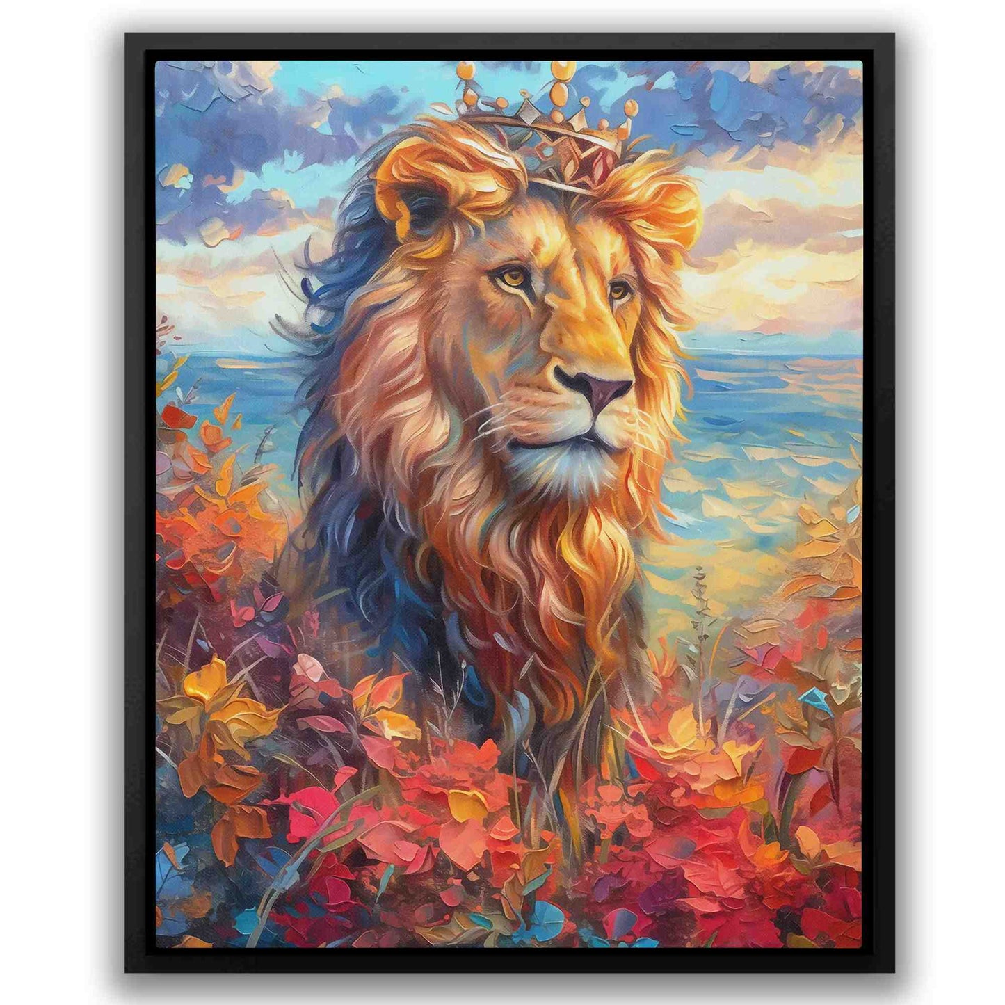 King of the Lions - Wall Art in Black Frame