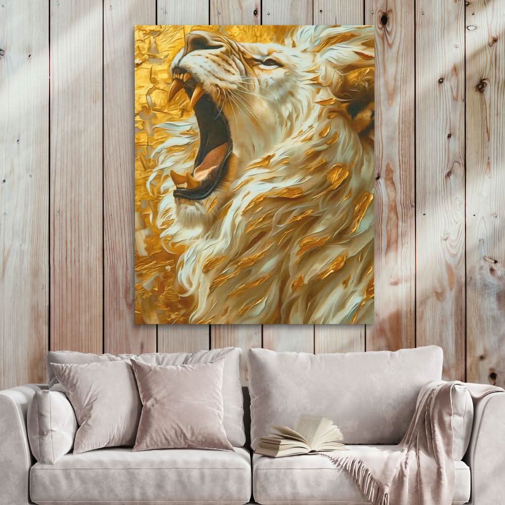 King of the Sahara - Big Cat Wall Art in Black Frame