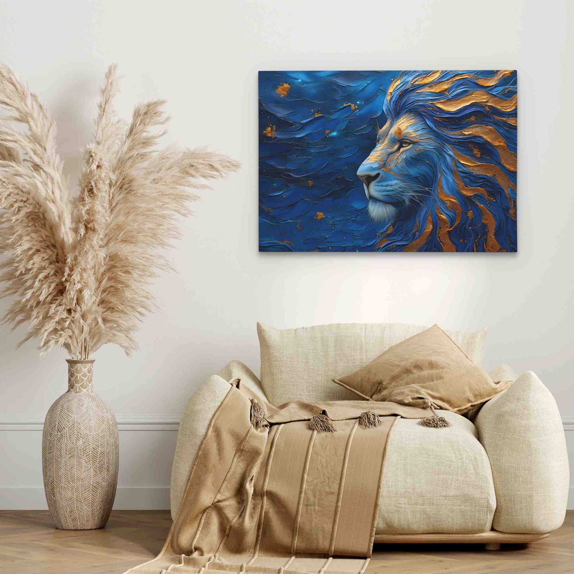 King of the Savannah - Abstract Blue Canvas Wall Art