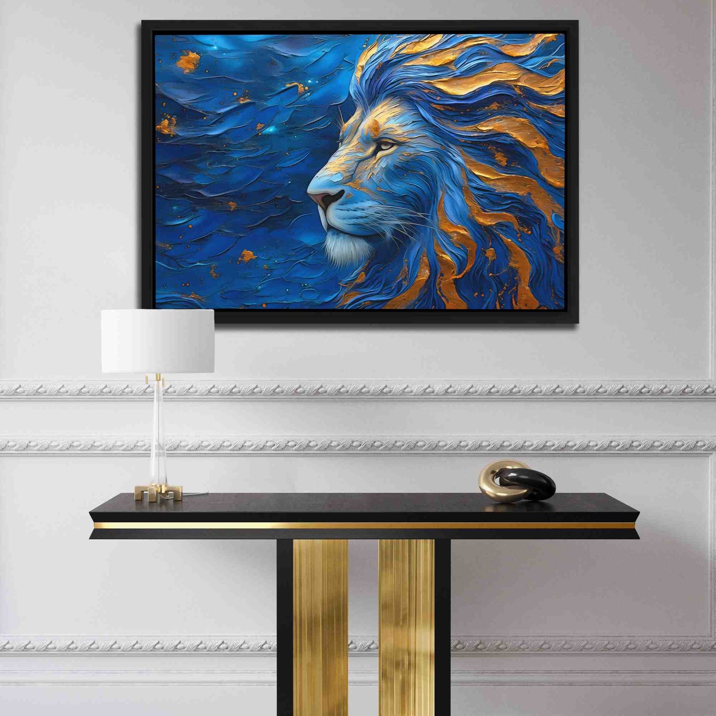 King of the Savannah - Blue Wall Art for Living Room