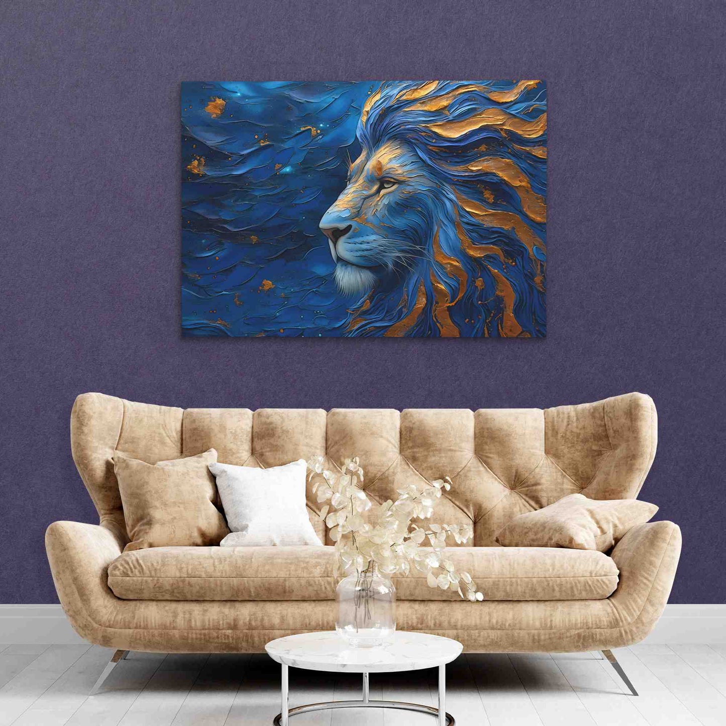 King of the Savannah - Big Cat Wall Art in Black Frame
