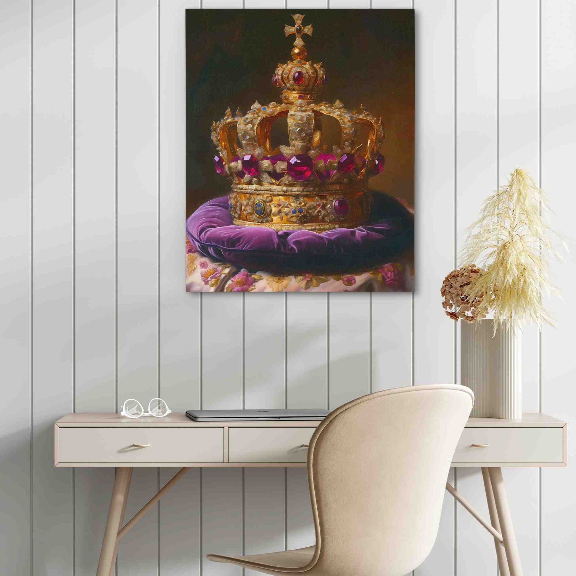 King's Crest - Jewelry Wall Art in Black Frame