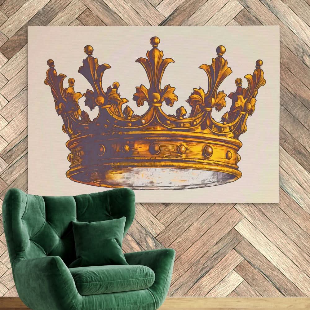 King’s Golden Crown - Beige Wall Art for Home Office