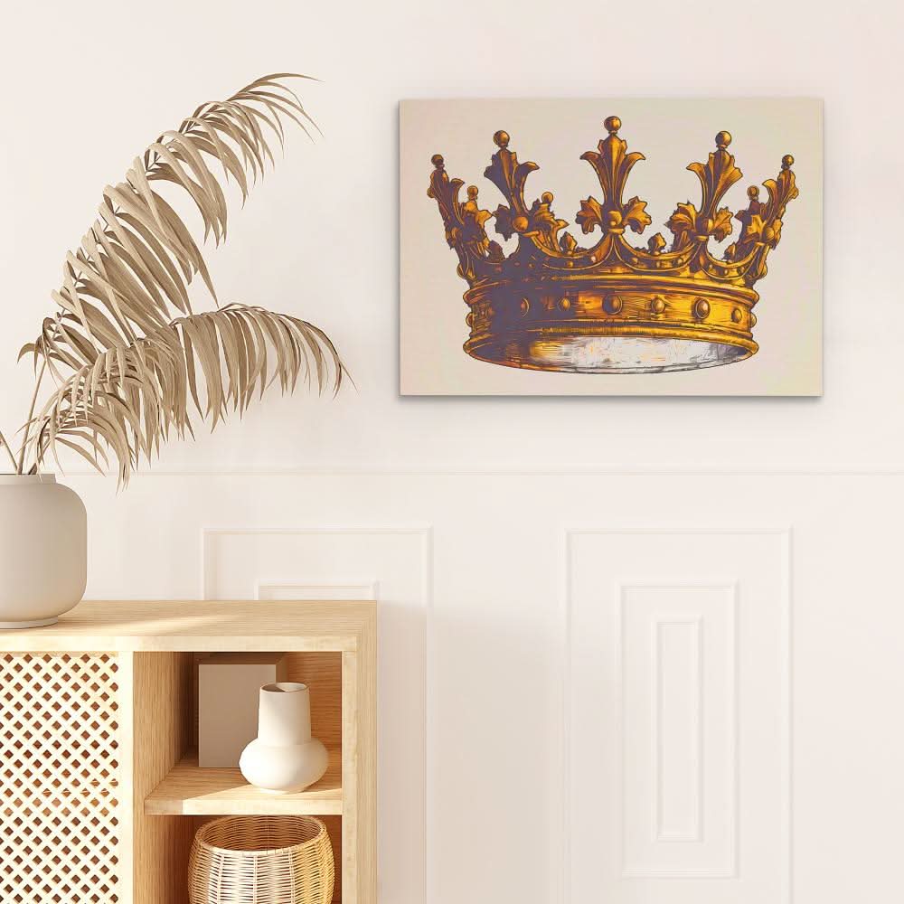 King’s Golden Crown - Beige Canvas Wall Art