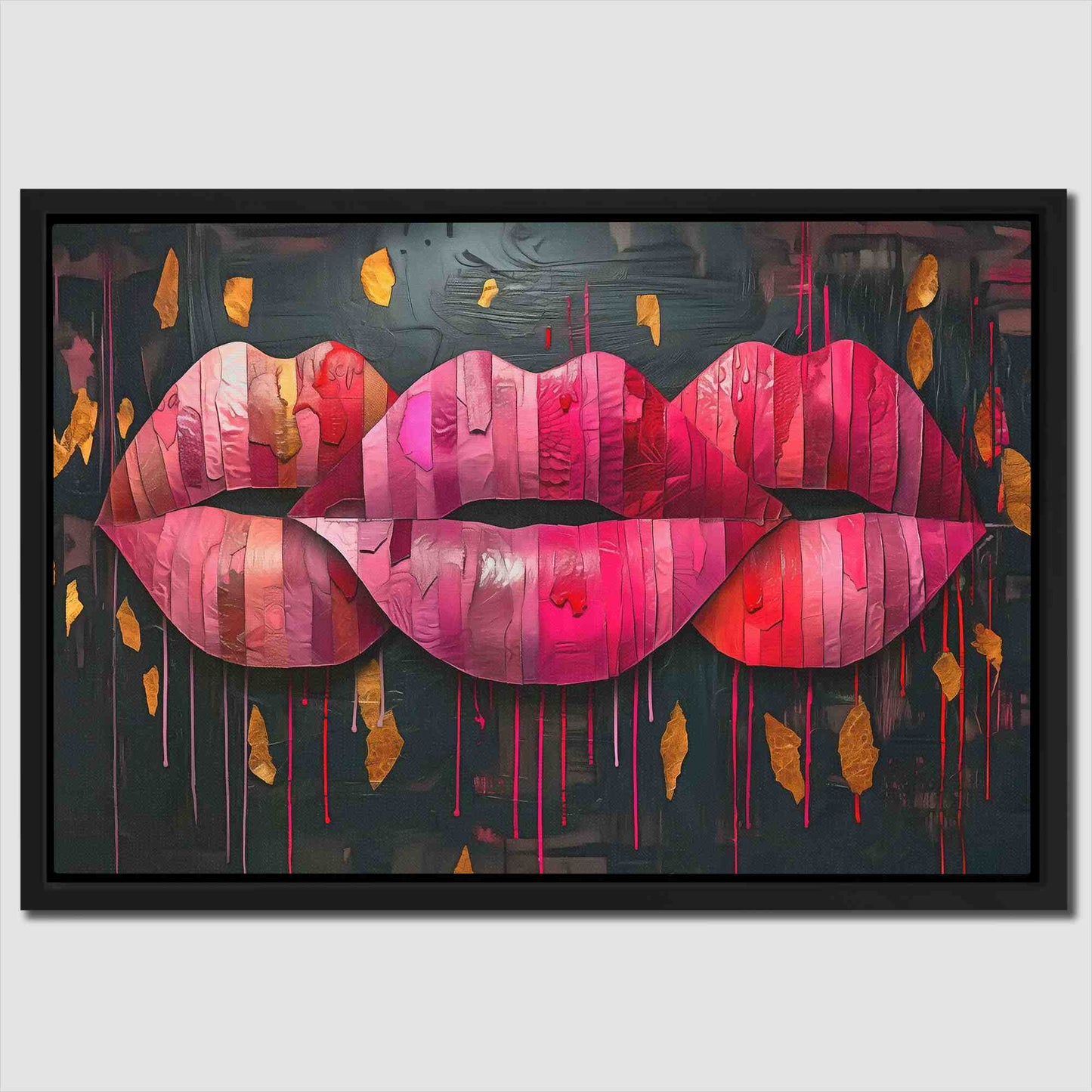 Kissing Lips - Black Wall Art