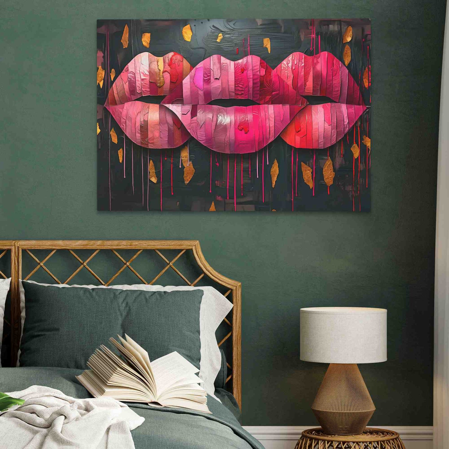 Kissing Lips - Large Abstract Canvas Print