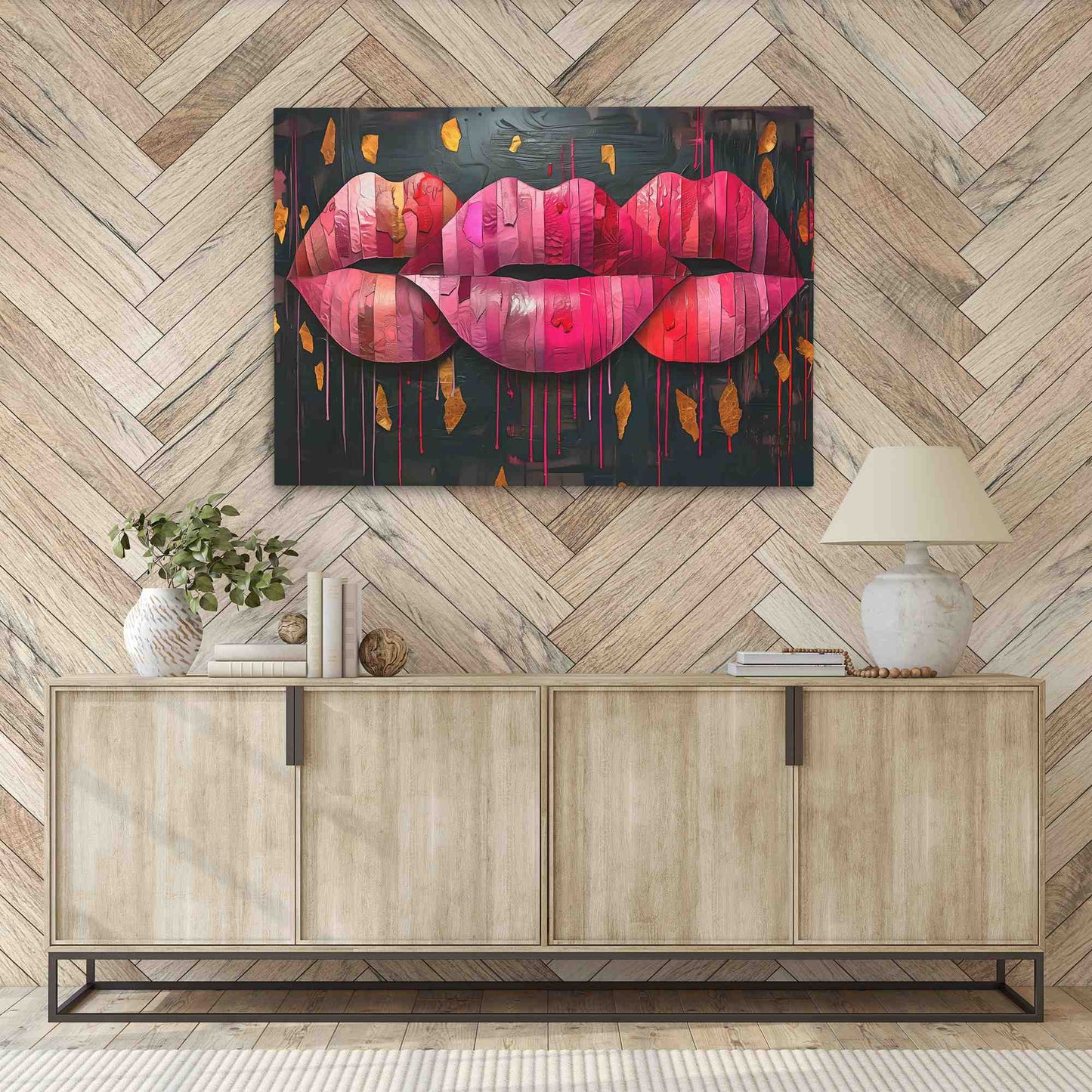 Kissing Lips - Black Kissing Canvas Print