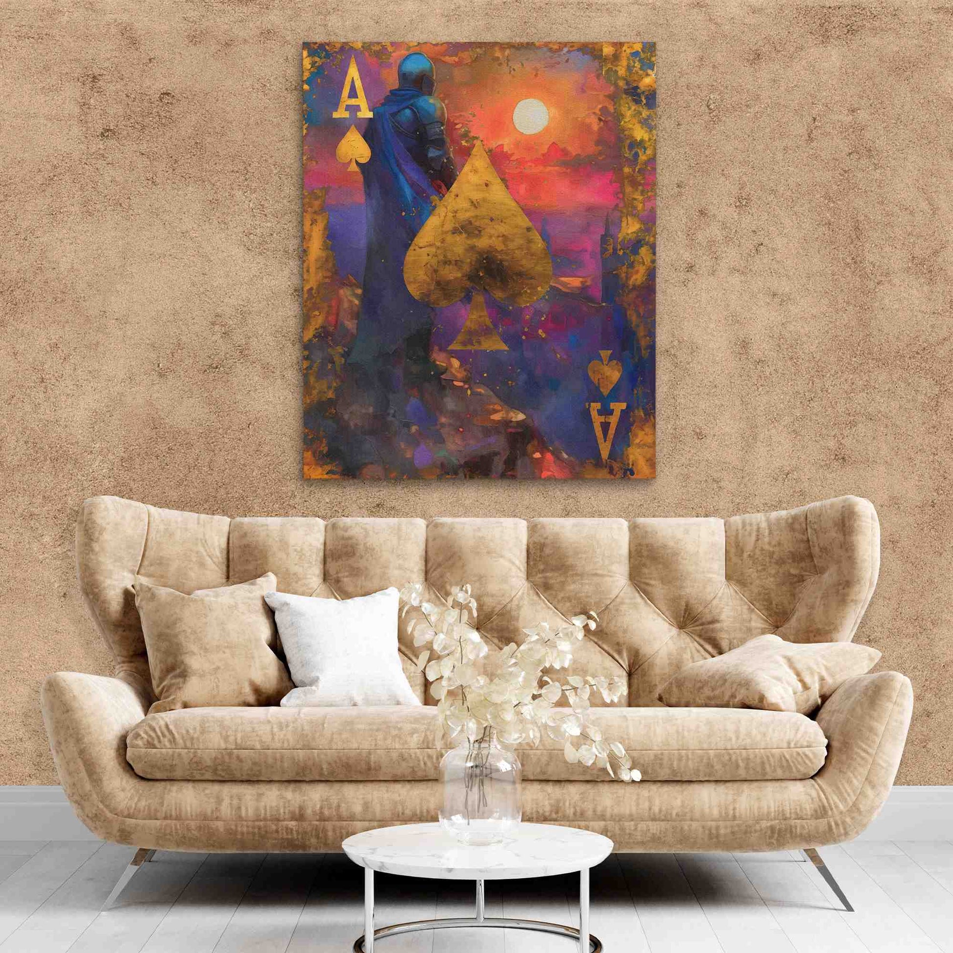 Knighted Ace - Fantasy Gold Canvas Wall Art
