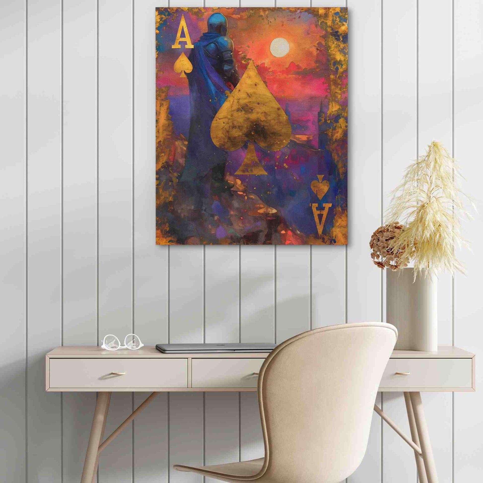 Knighted Ace - Fantasy Wall Art in Black Frame