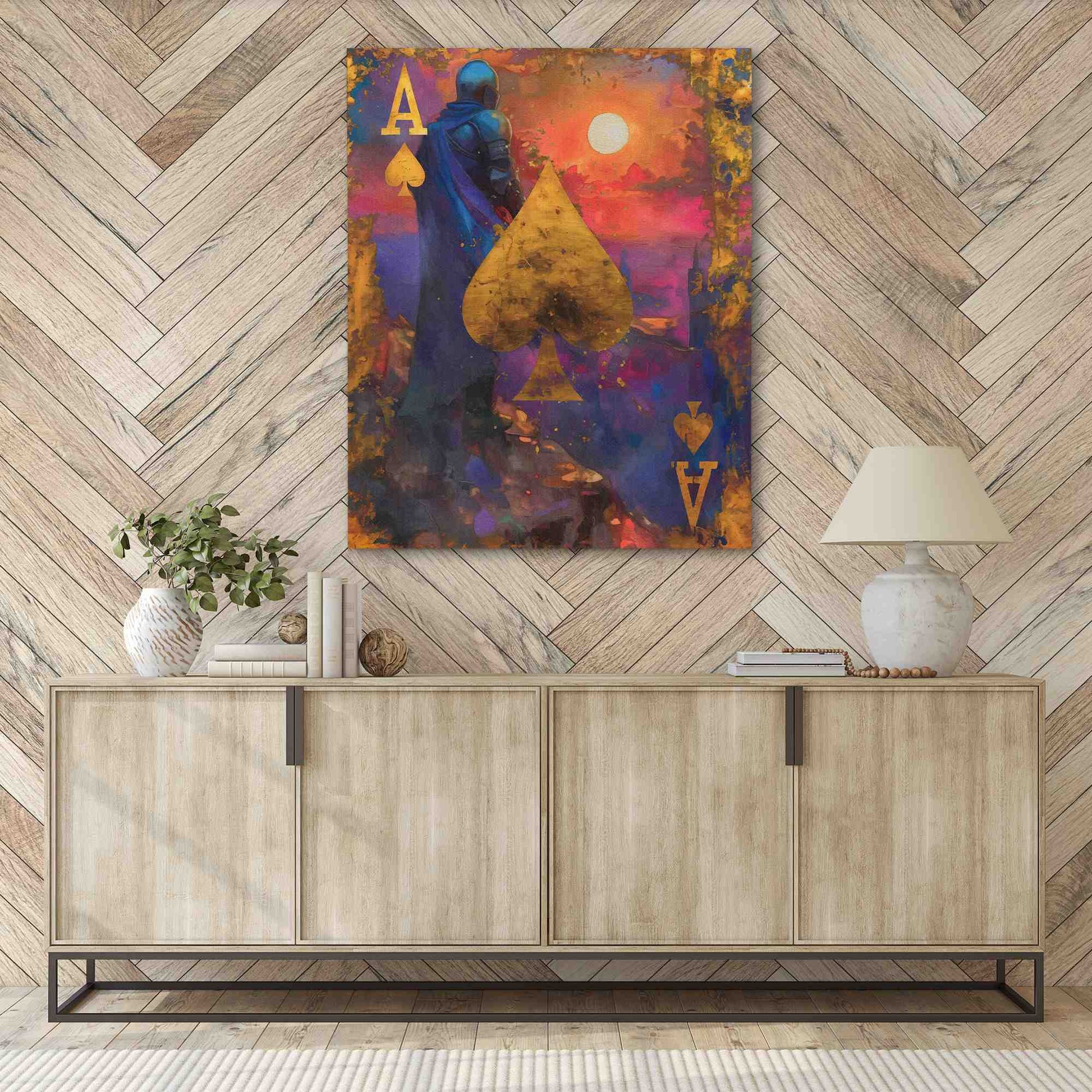 Knighted Ace - Gold Wall Art for Game Room