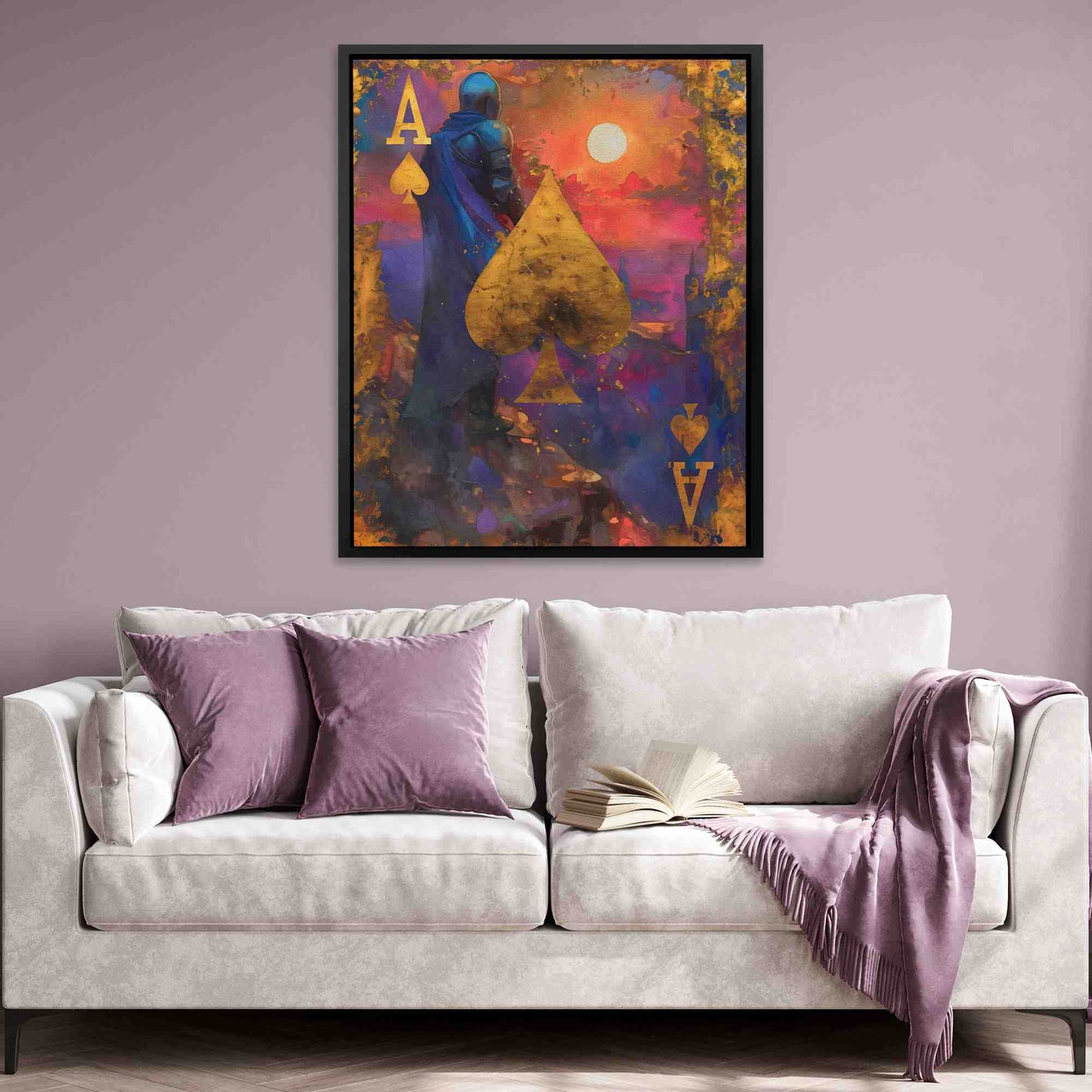Knighted Ace - Ace Of Spades Wall Art in Black Frame