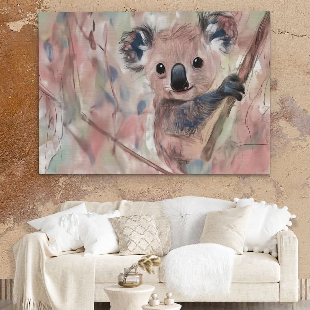 Koala Climbing - Earth Tones Koala Canvas Print
