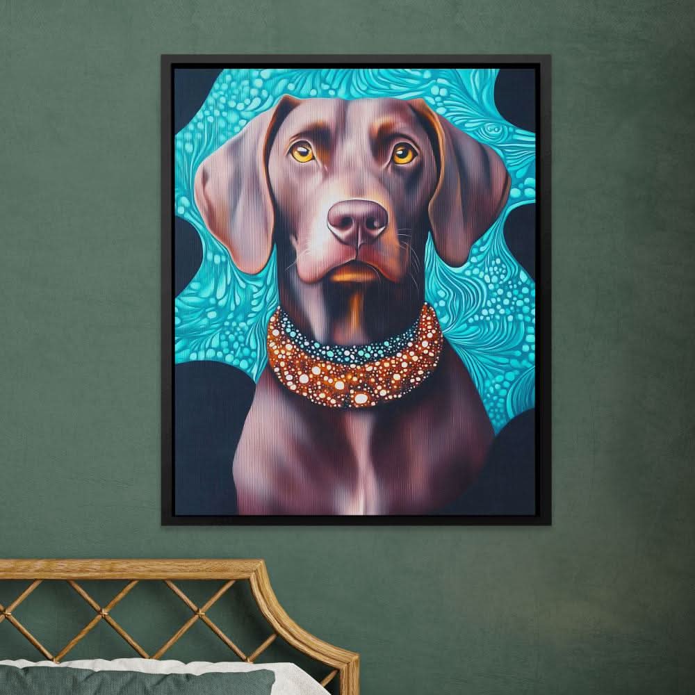 Labrador Royal Charm - Blue Wall Art for Living Room