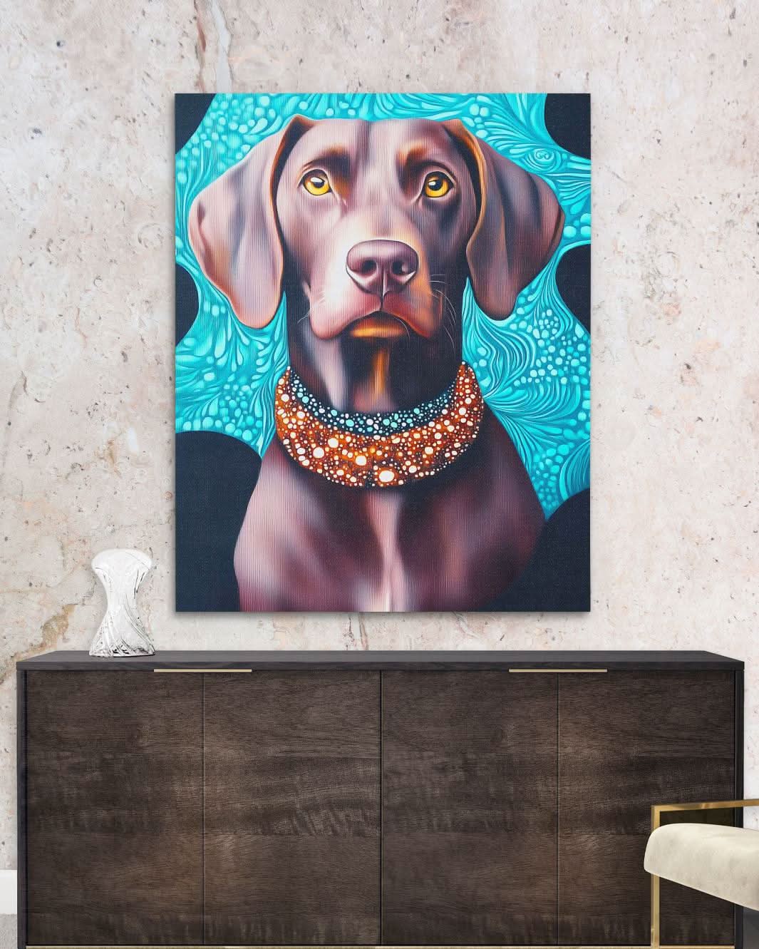 Labrador Royal Charm - Modern Blue Canvas Wall Art