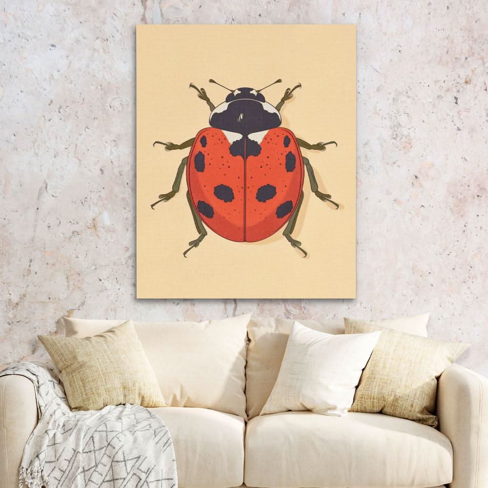 Ladybug - Minimalist Red Canvas Wall Art