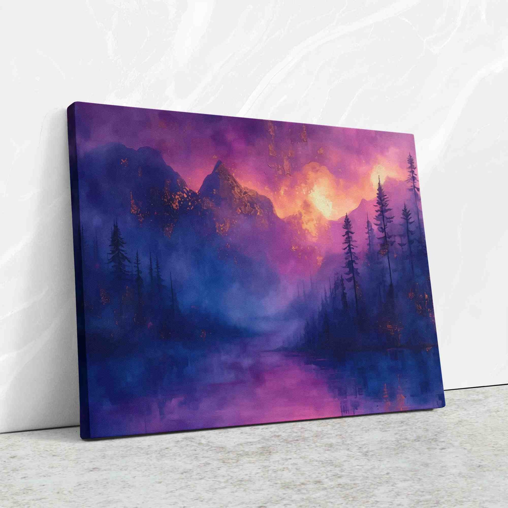 Lake Serene - Mountain Wall Art in Black Frame