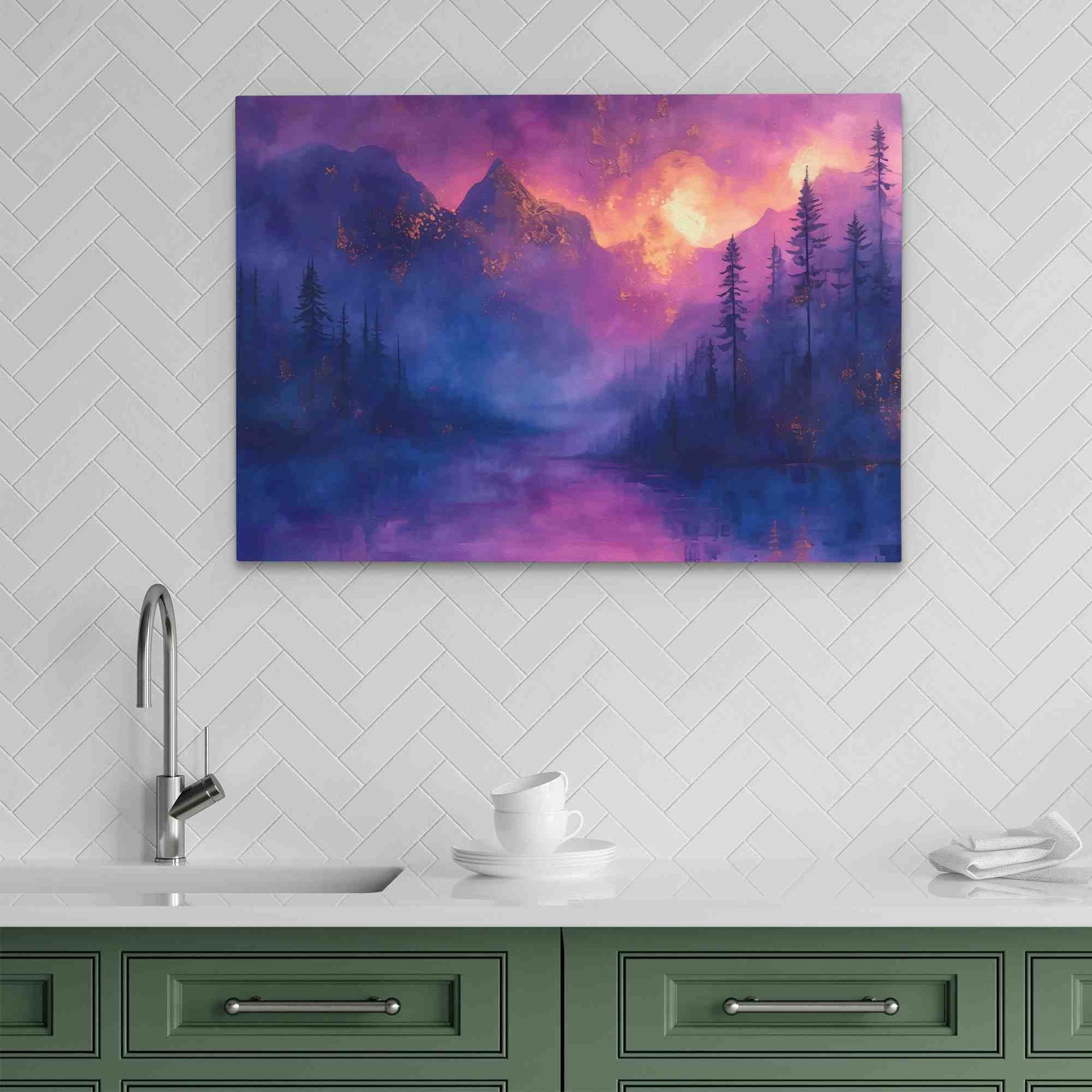 Lake Serene - Purple Mountain Canvas Print