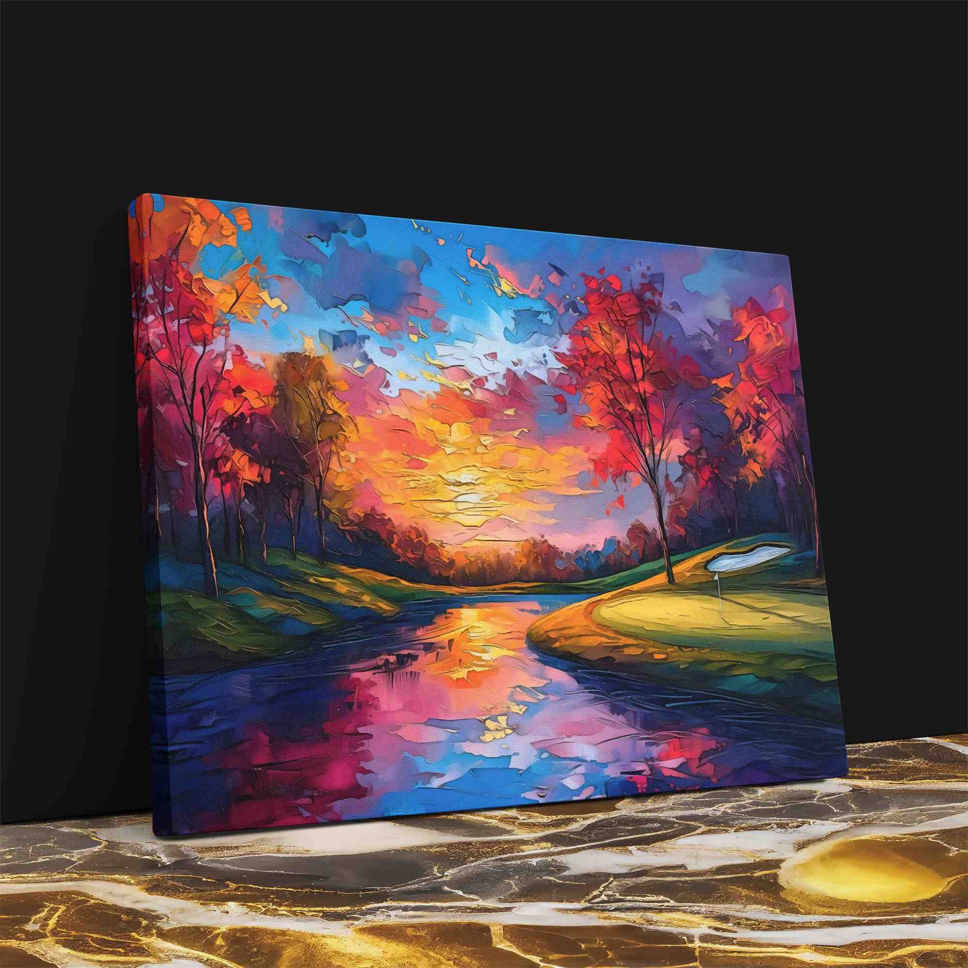 Lakeside Golf Course - Colorful Golf Course Canvas Print