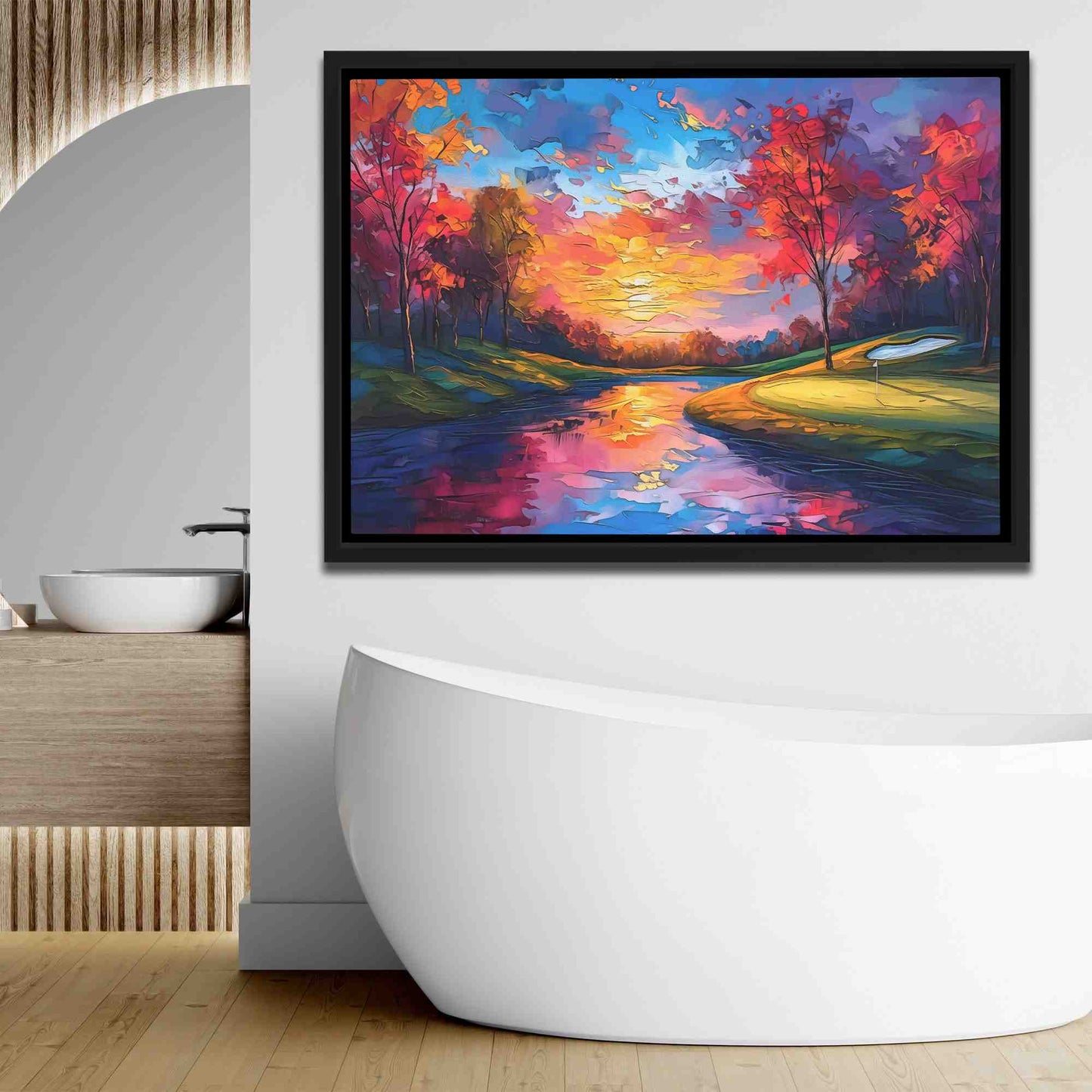 Lakeside Golf Course - Wall Art in Black Frame