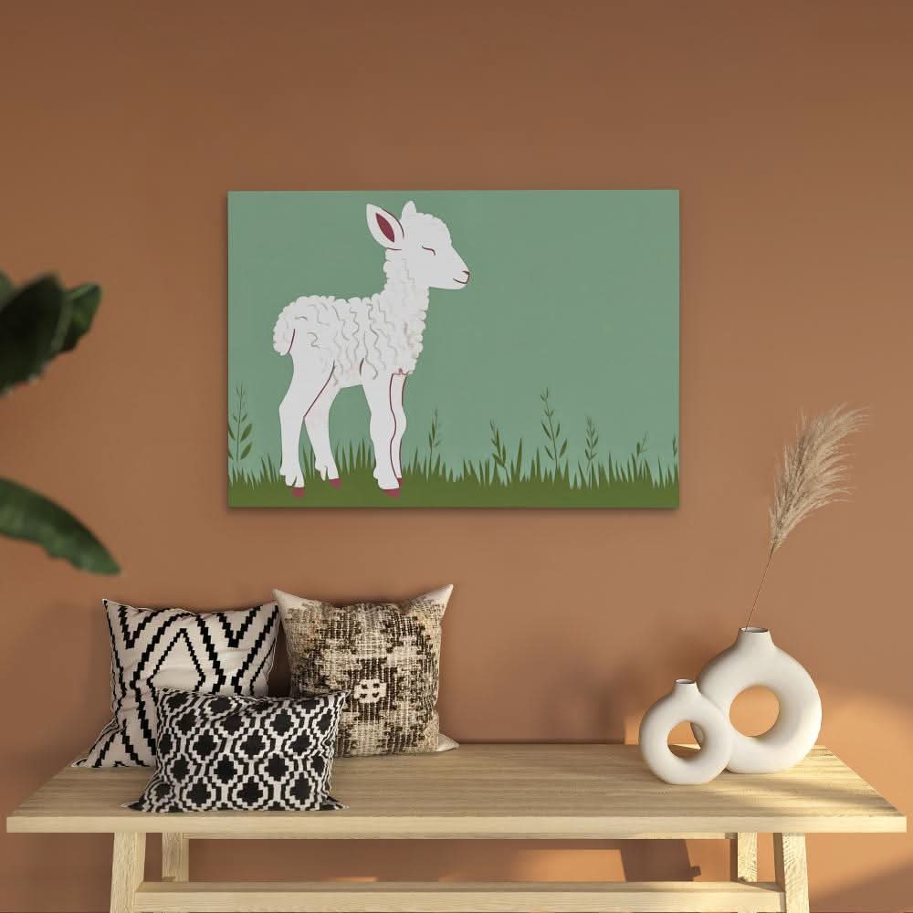 Lamb Meadow - Green Wall Art for Home Office