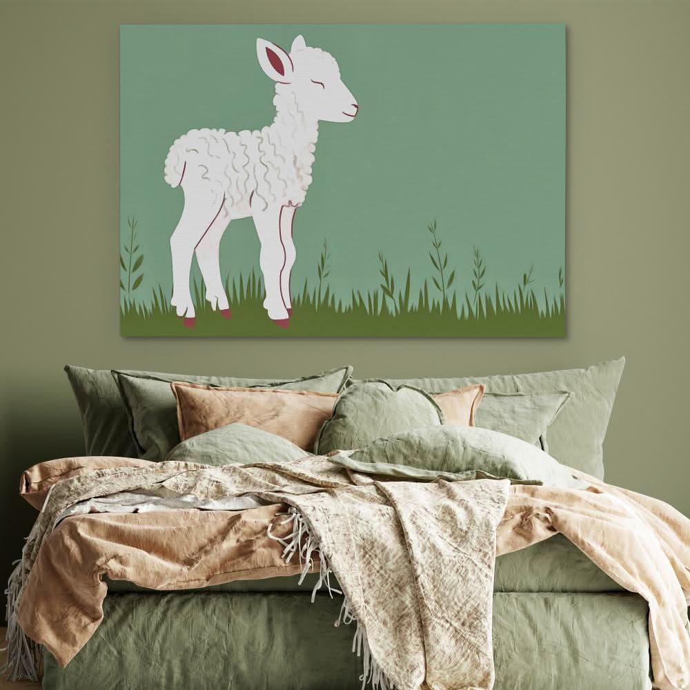 Lamb Meadow - Green Country and Farm Canvas Print