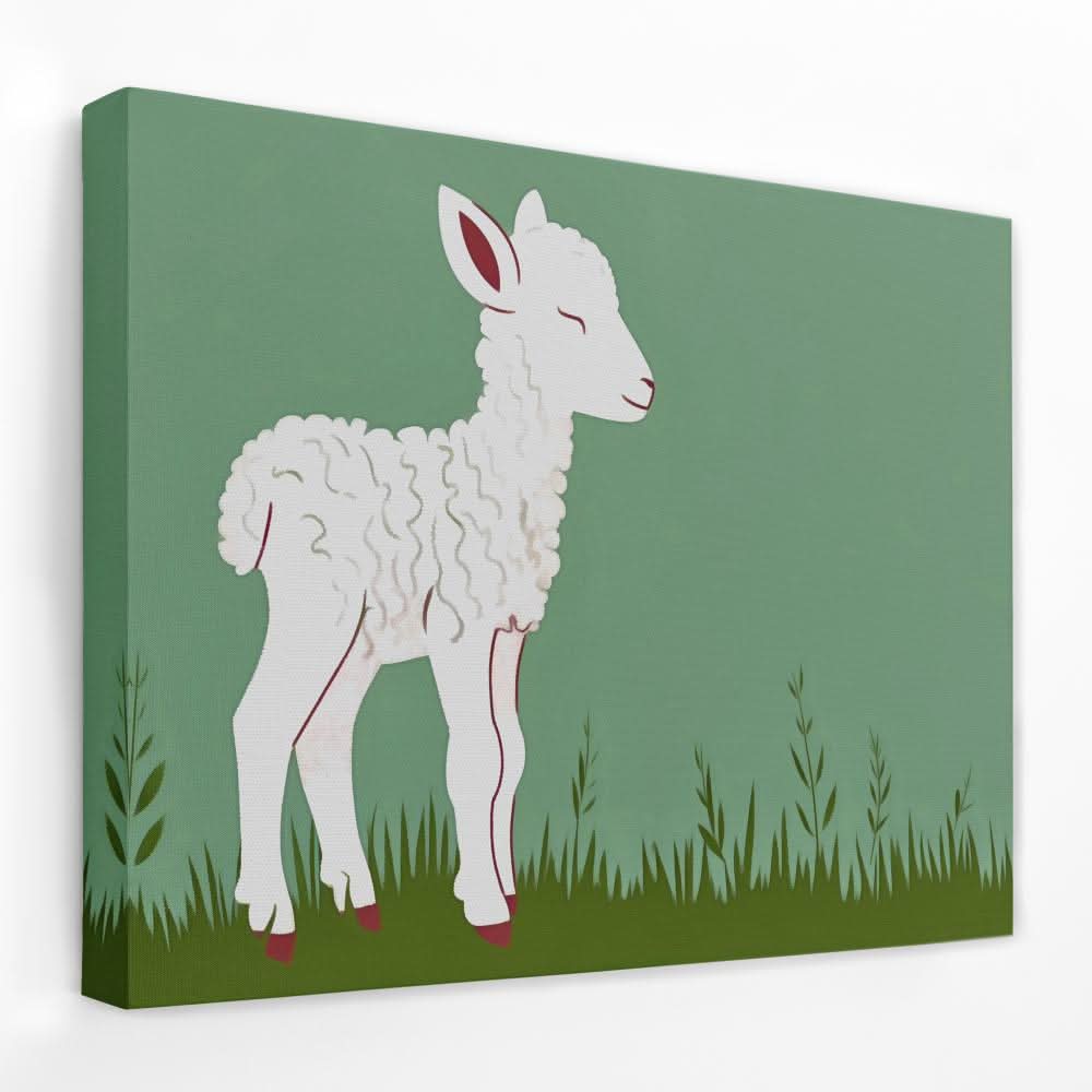 Lamb Meadow - Animals Canvas Wall Art