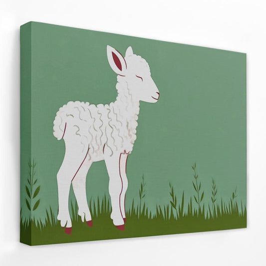 Lamb Meadow - Animals Canvas Wall Art