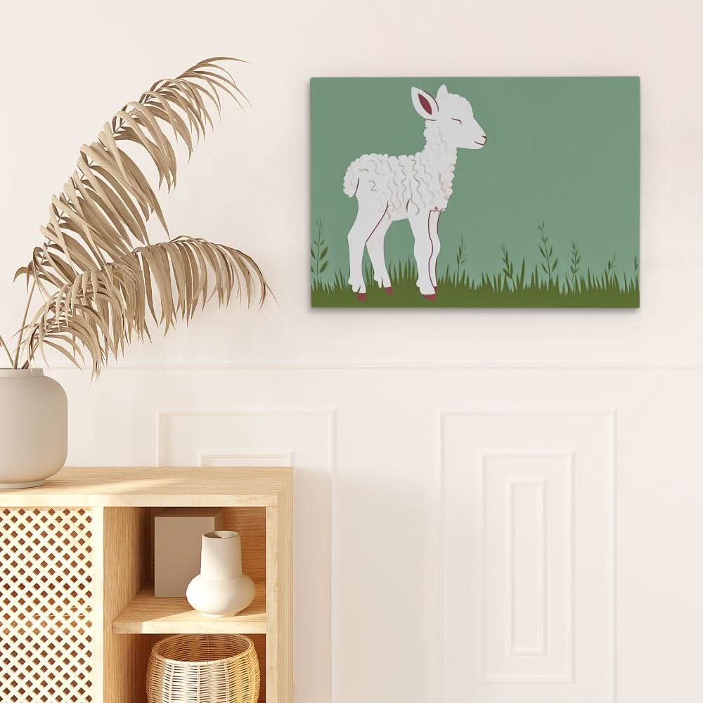 Lamb Meadow - Country and Farm Wall Art in Black Frame