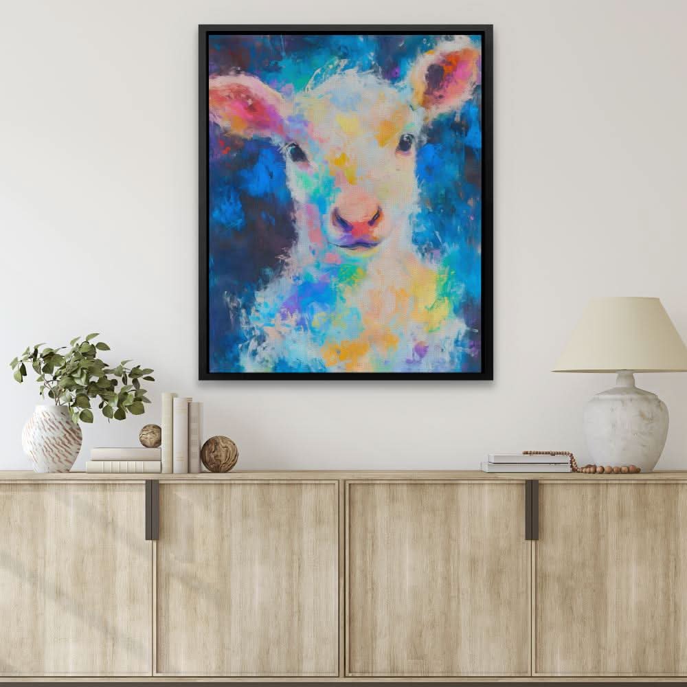 Lamb of Colors - Oversized Animals Canvas Wall Art