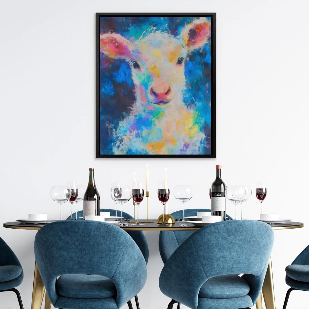 Lamb of Colors - Blue Canvas Wall Art