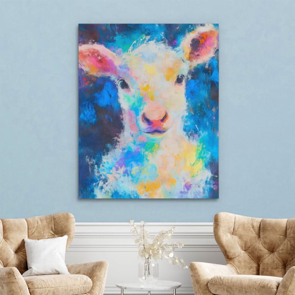 Lamb of Colors - Wall Art in Black Frame