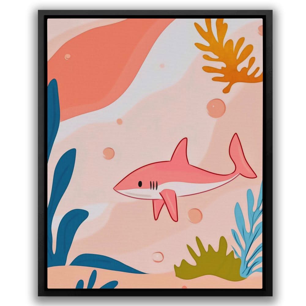 Large Pink Shark - Large Contemporary Canvas Print