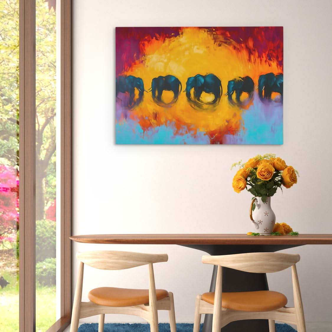 Last Migration - Elephant Wall Art in Black Frame