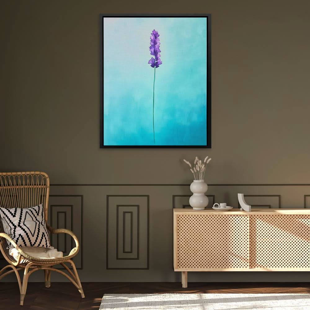 Lavender Whisper - Floral Wall Art in Black Frame