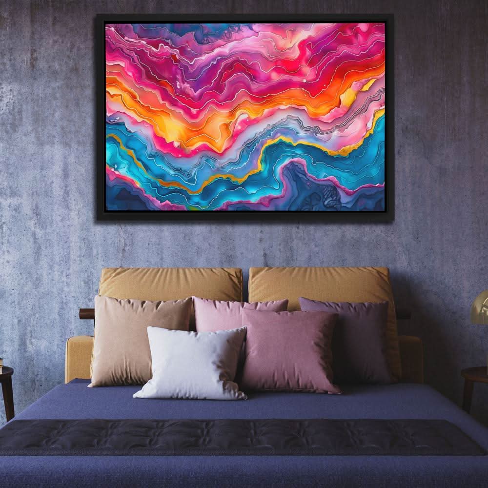 Layers of Vibrancy - Oversized Fuchsia Canvas Wall Art