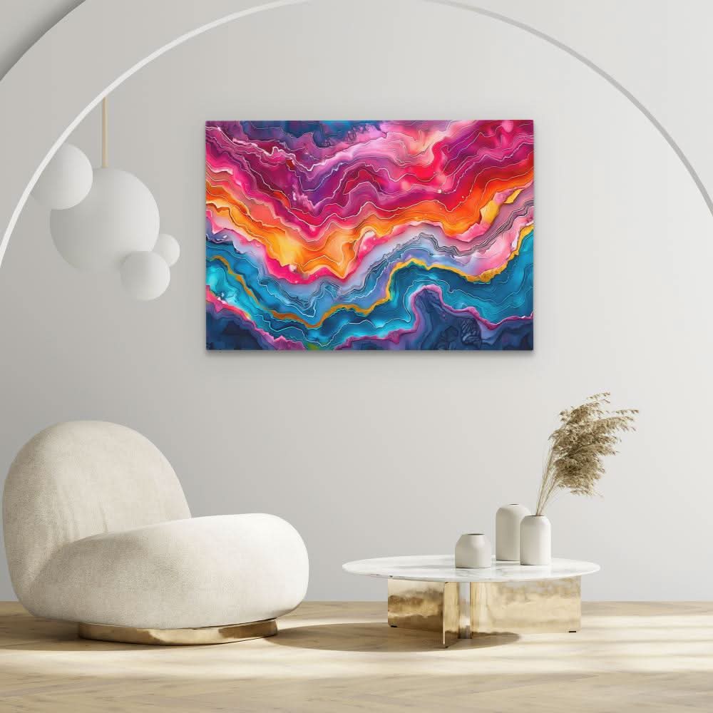 Layers of Vibrancy - Abstract Wall Art in Black Frame