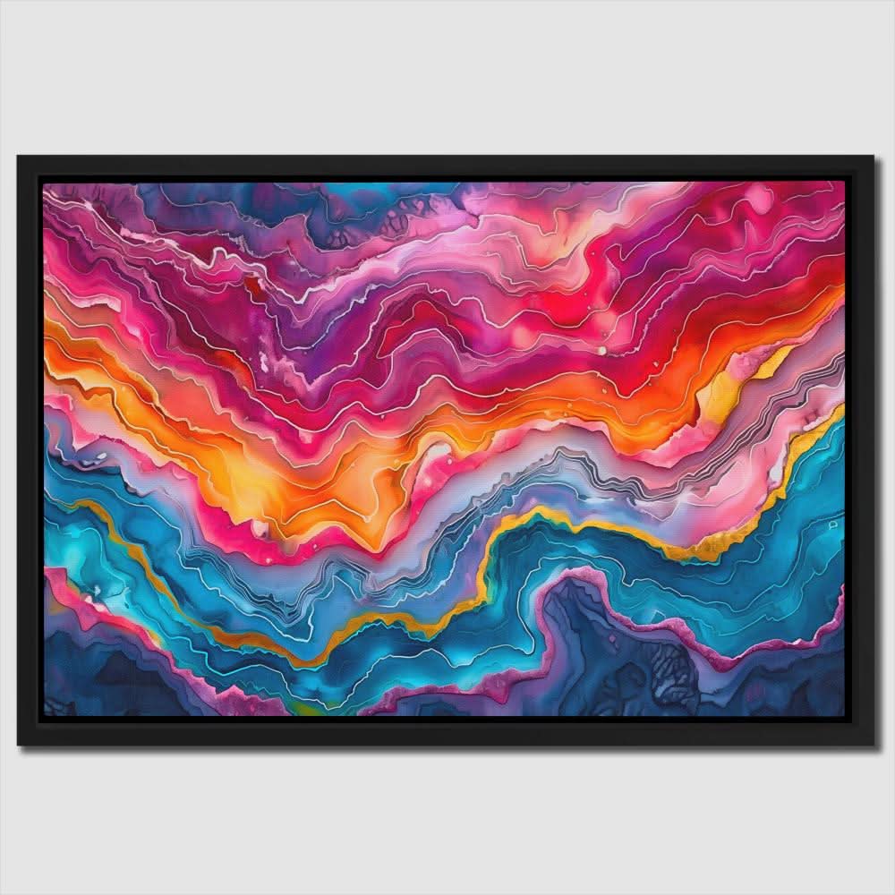 Layers of Vibrancy - Rainbow Wall Art in Black Frame