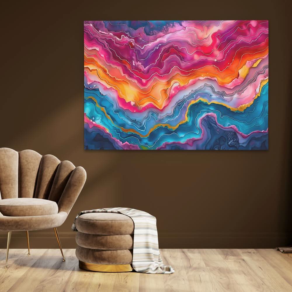 Layers of Vibrancy - Blue Rainbow Canvas Print