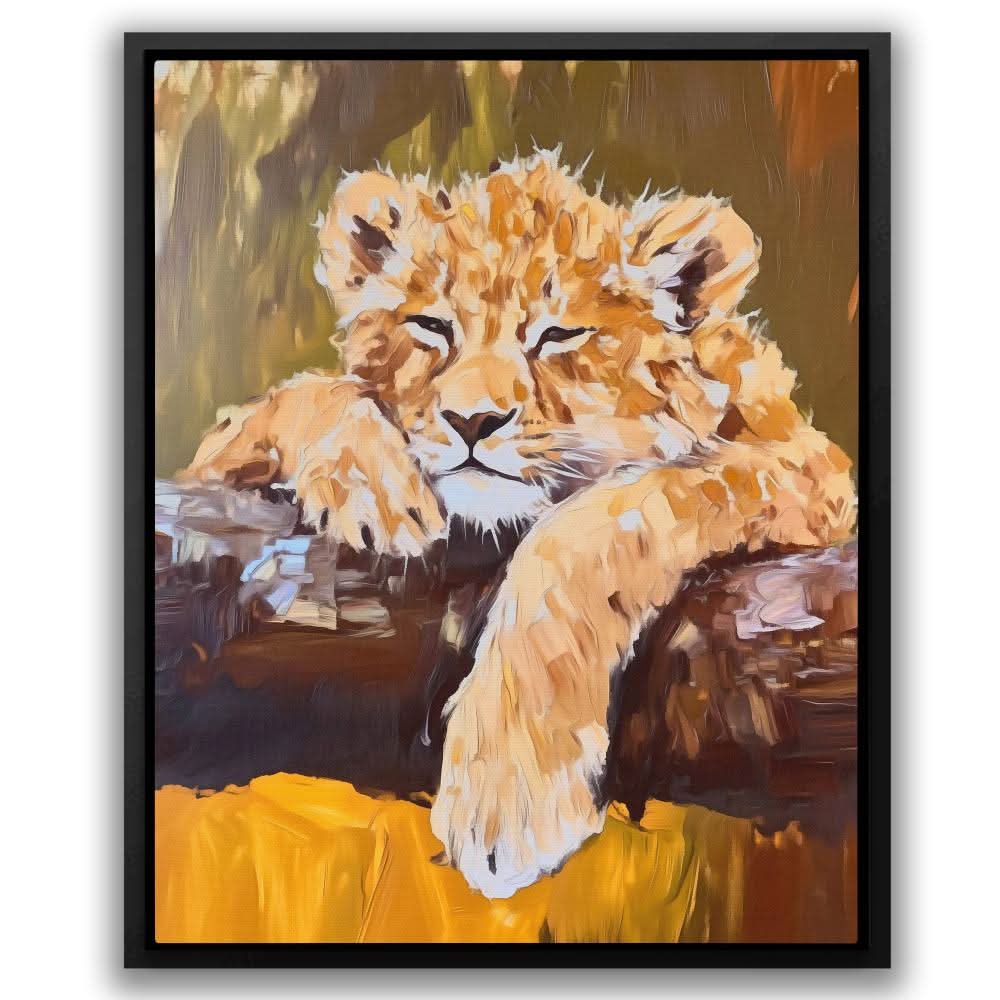 Lazy Lion Cub - Brown Baby Animal Canvas Print
