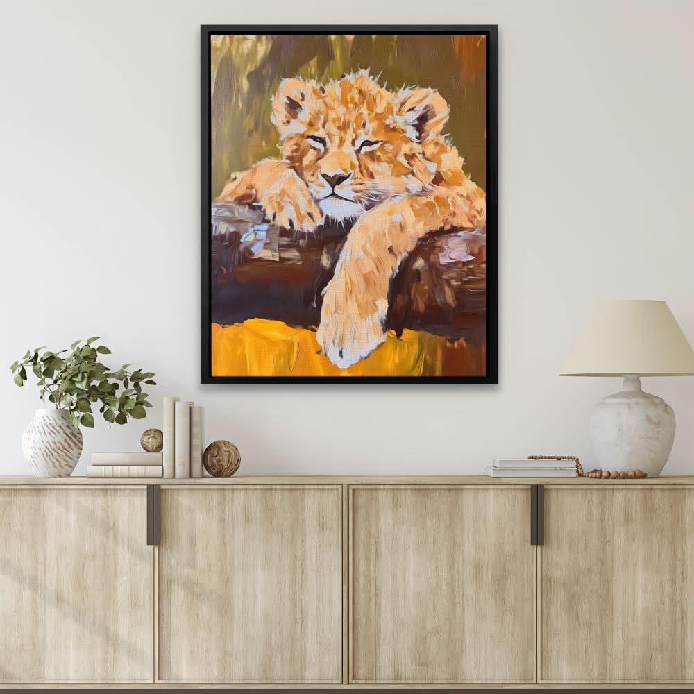 Lazy Lion Cub - Large Contemporary Canvas Print