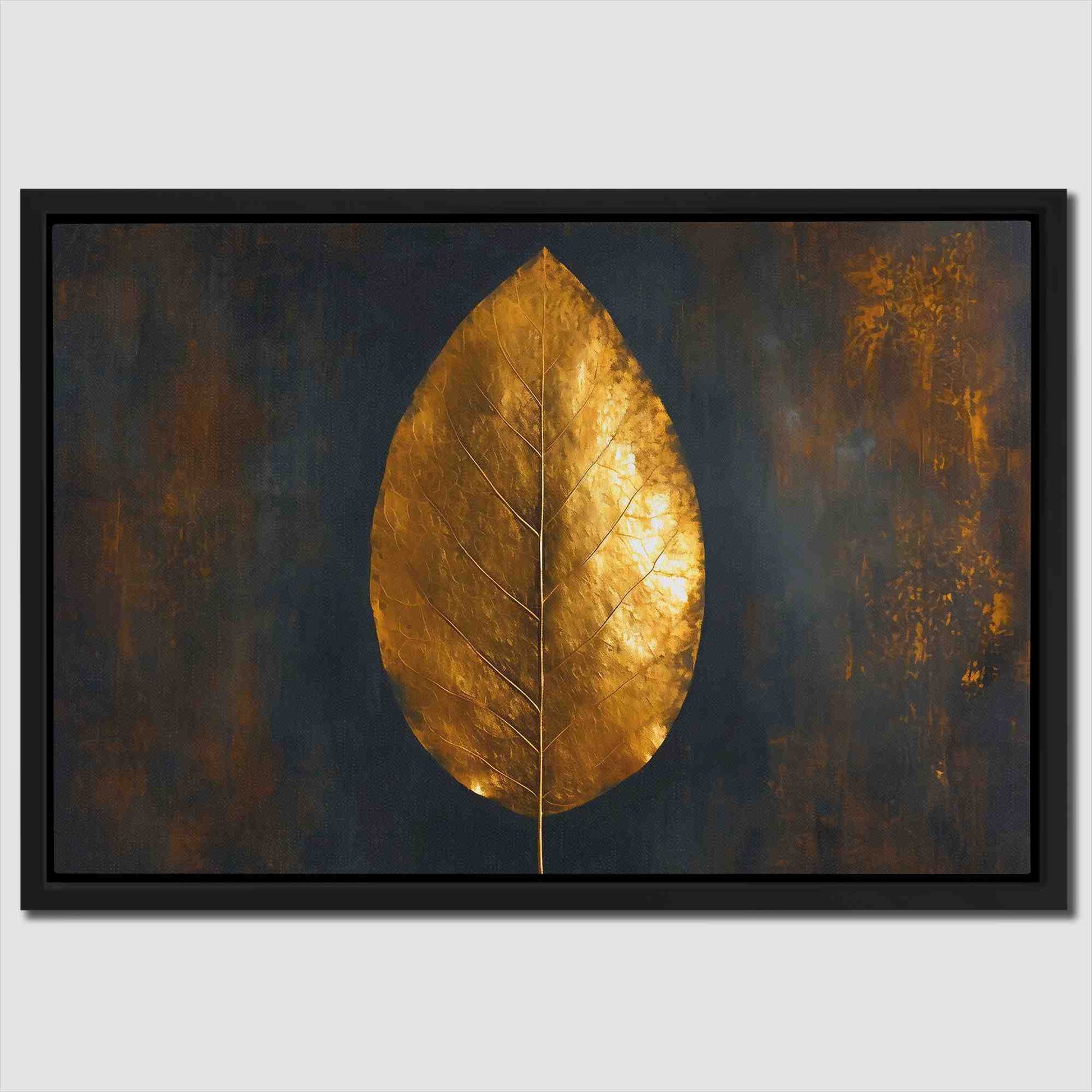 Leaf of Gold - Black and Gold Nature Canvas Print