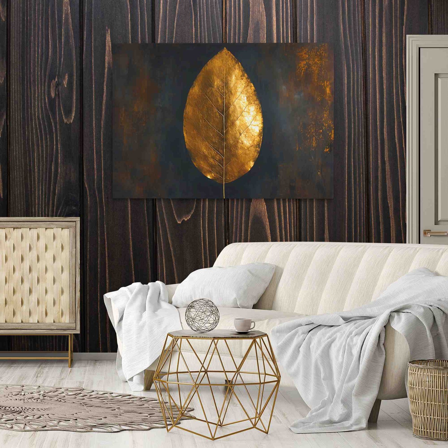 Leaf of Gold - Large Minimalist Canvas Print