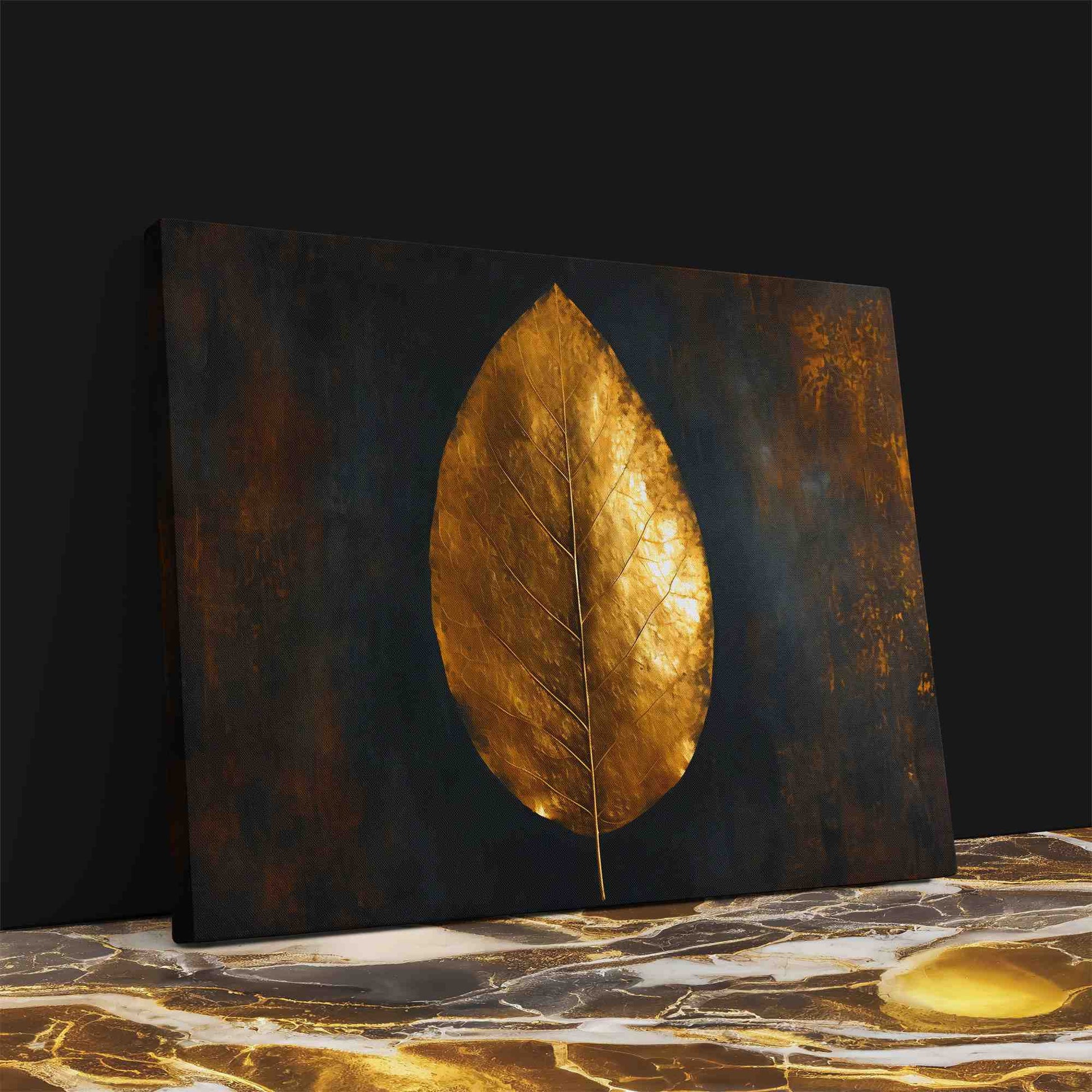 Leaf of Gold - Nature Wall Art in Black Frame