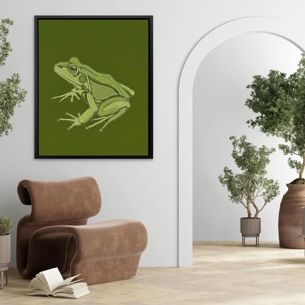 Leafy Lounger - Wall Art in Black Frame