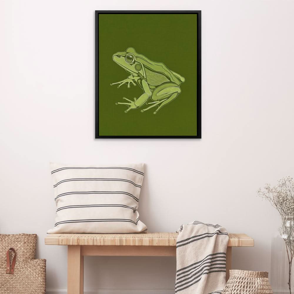 Leafy Lounger - Doodle Wall Art in Black Frame