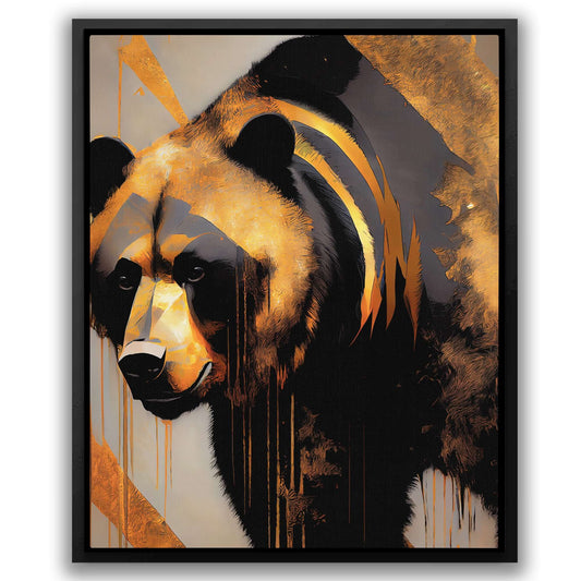 Leaning Brown Bear - Wall Art in Black Frame