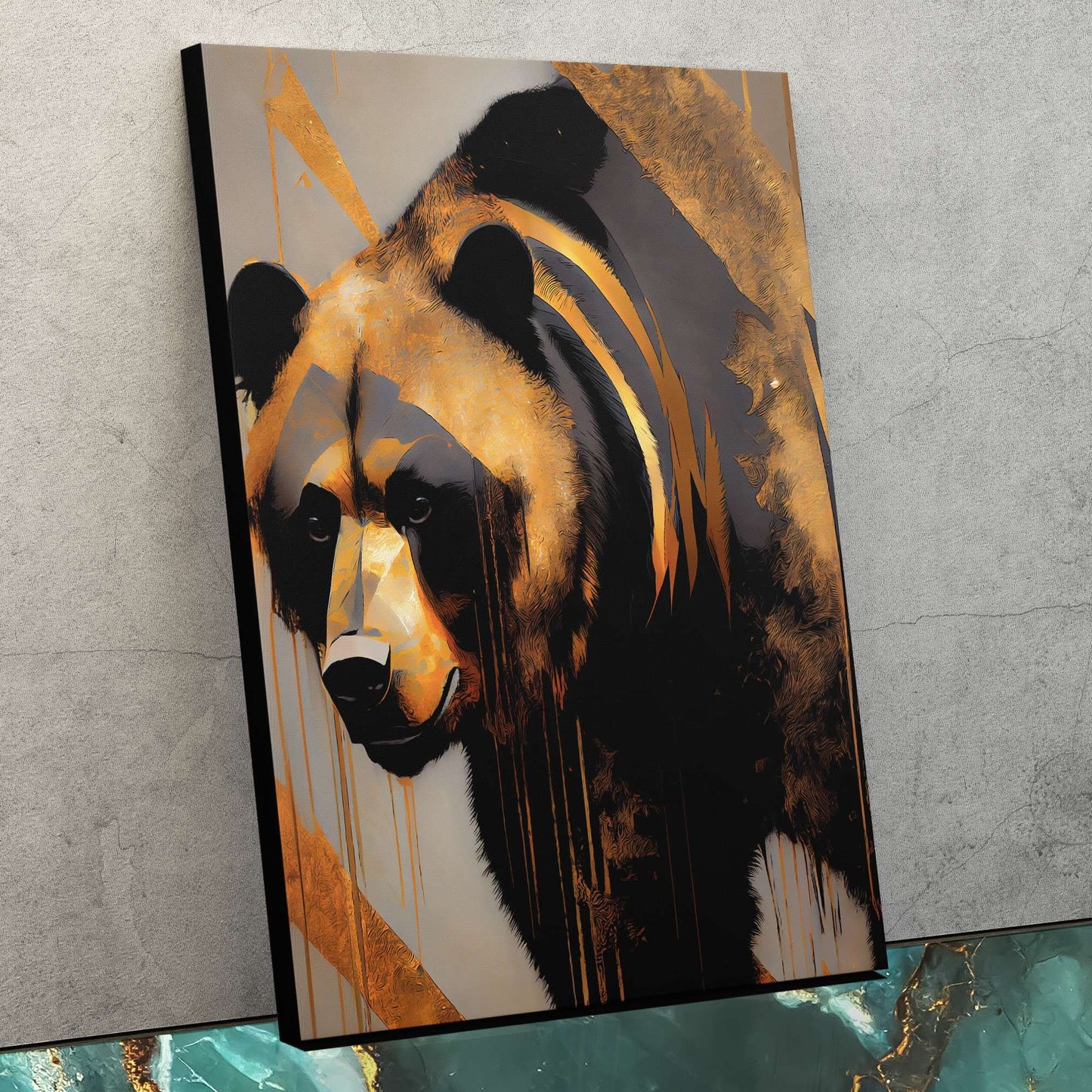 Leaning Brown Bear - Black Bear Canvas Print