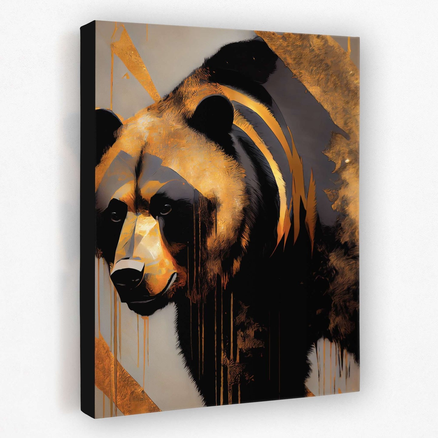 Leaning Brown Bear - Animals Canvas Wall Art