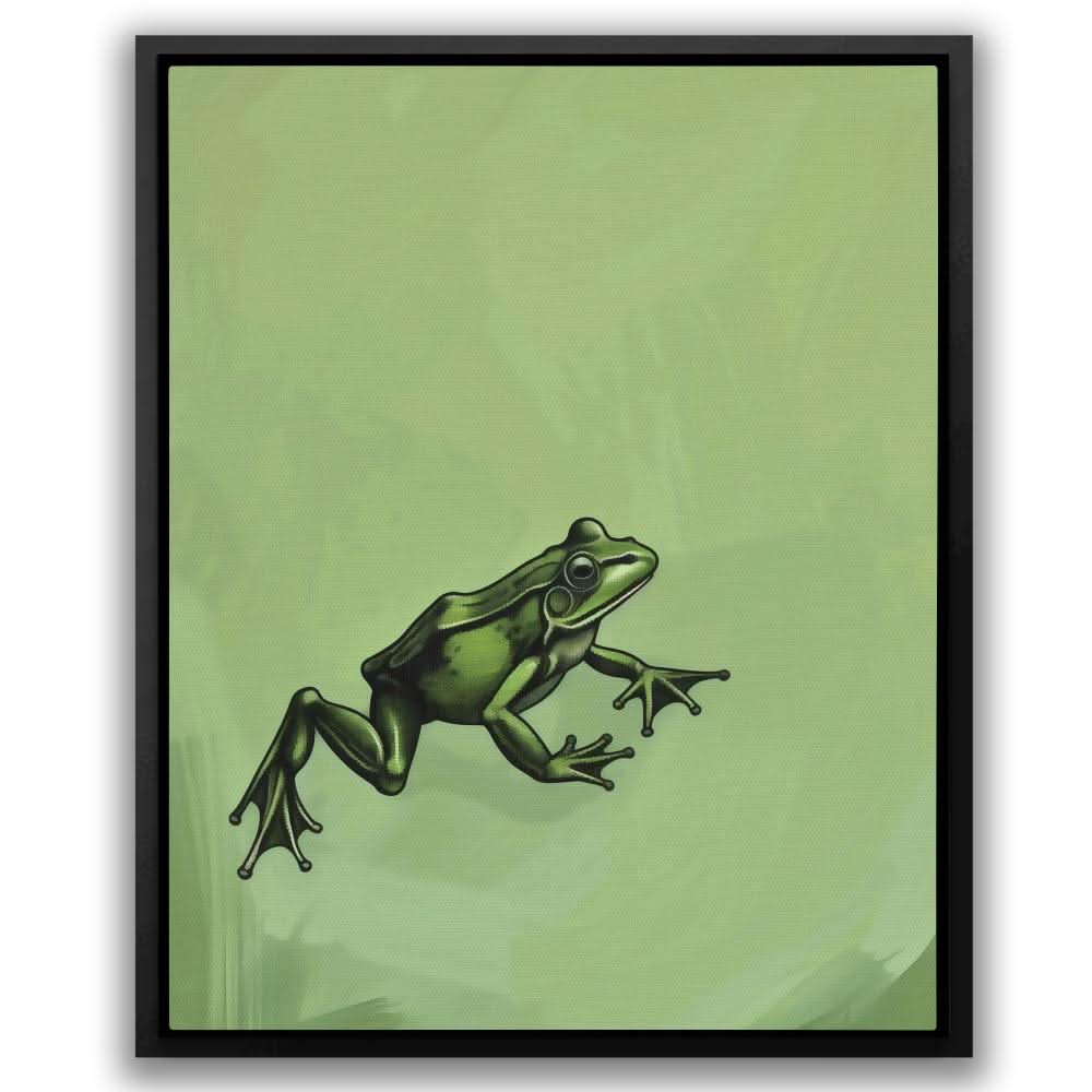 Leap of Faith - Frog Wall Art in Black Frame